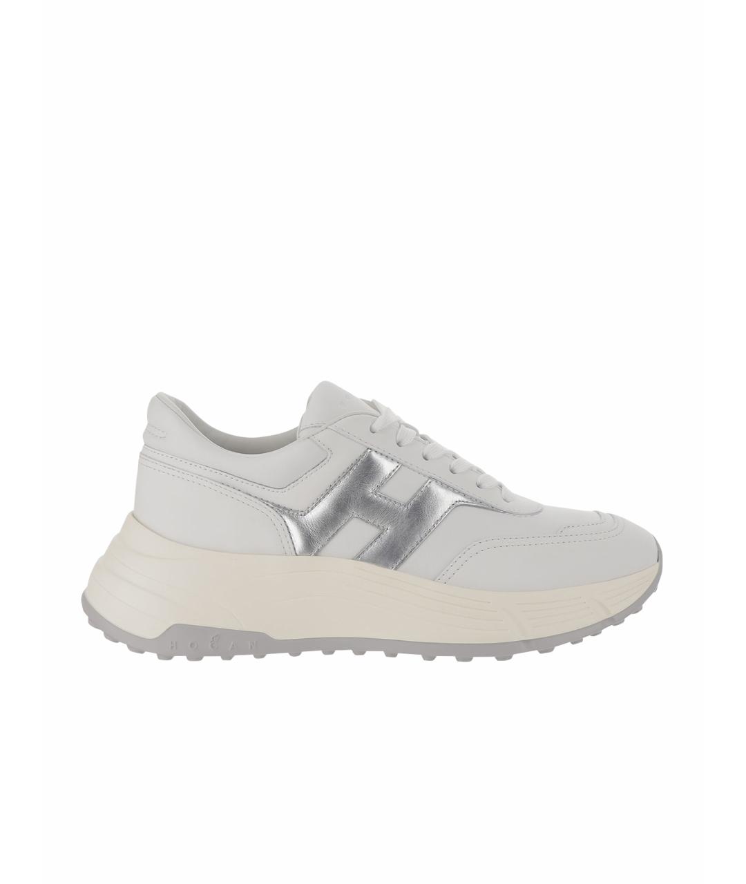 HOGAN Серые кожаные кроссовки, фото 1