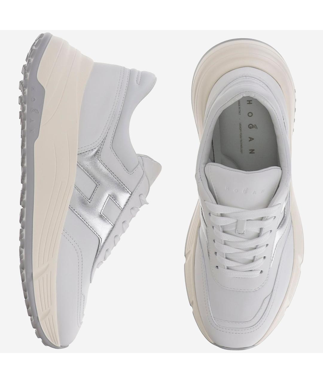 HOGAN Серые кожаные кроссовки, фото 2