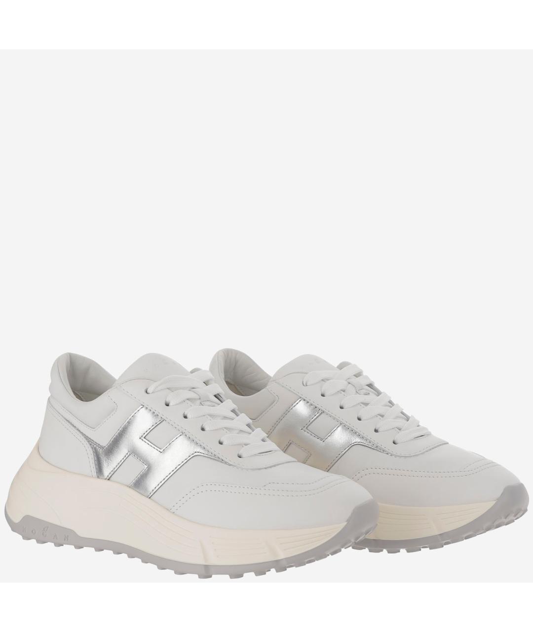 HOGAN Серые кожаные кроссовки, фото 3