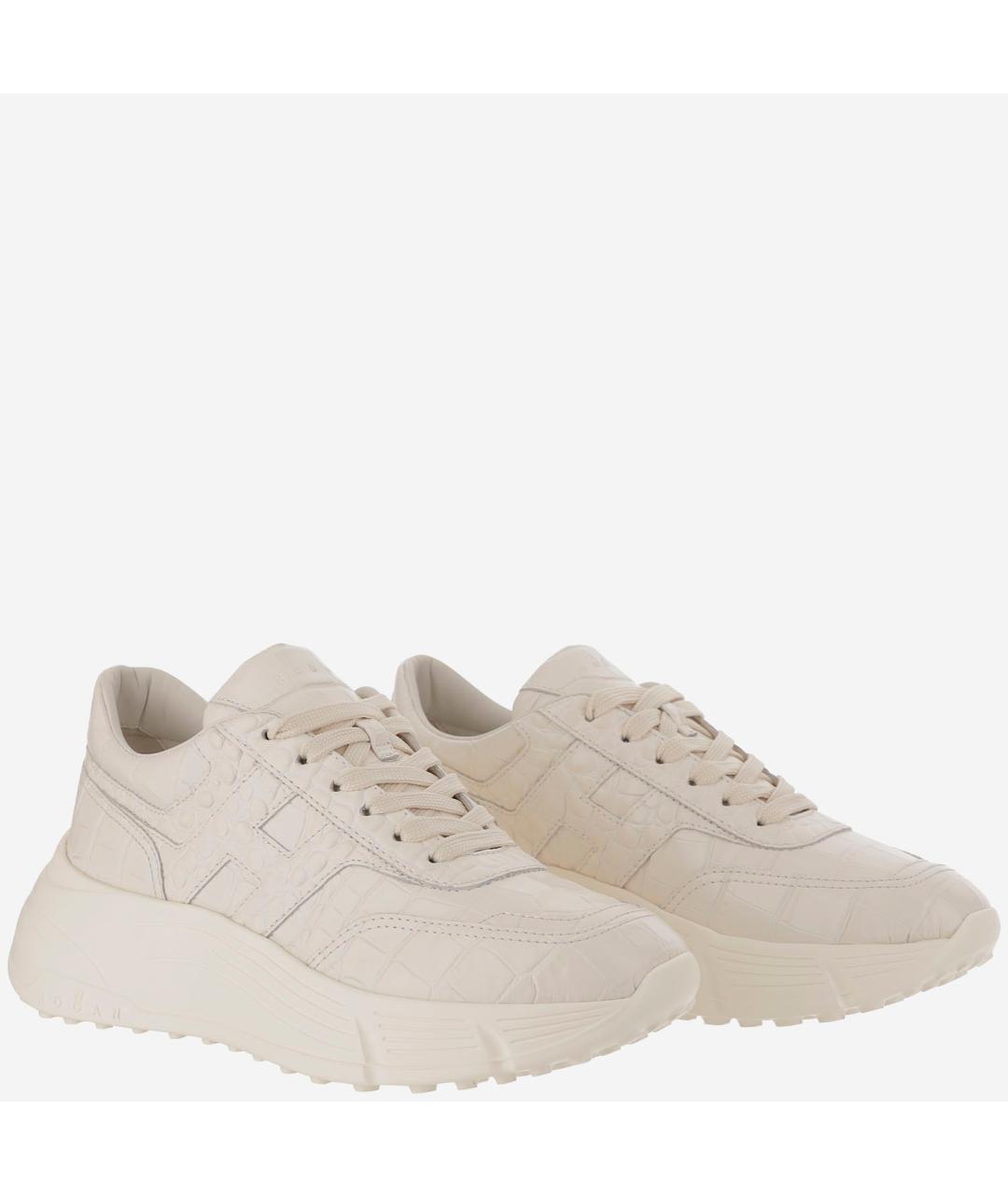 HOGAN Бежевые кожаные кроссовки, фото 3
