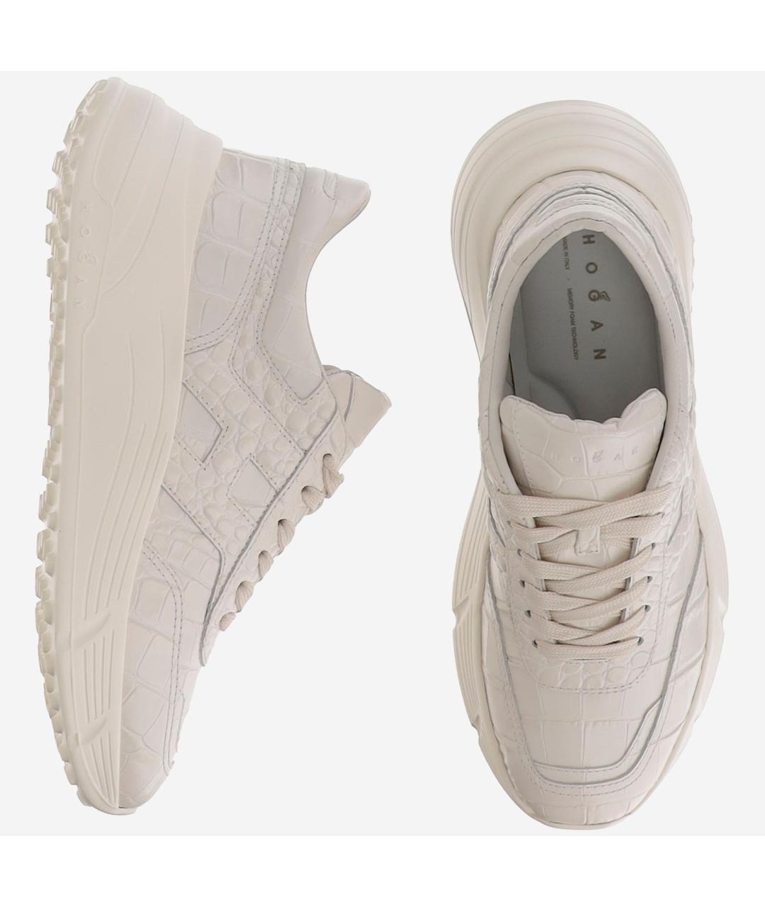 HOGAN Бежевые кожаные кроссовки, фото 2