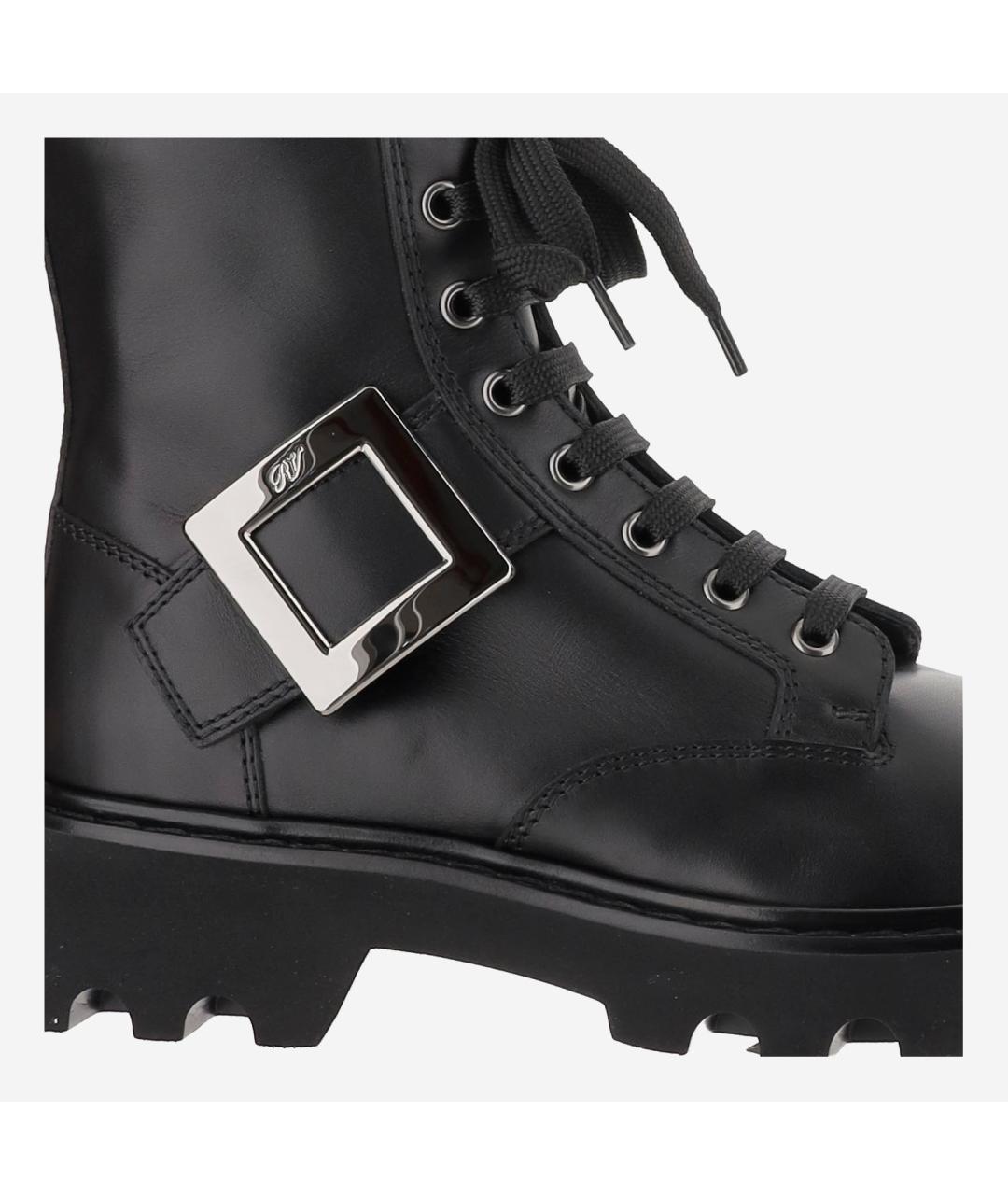 ROGER VIVIER Черные кожаные ботинки, фото 4