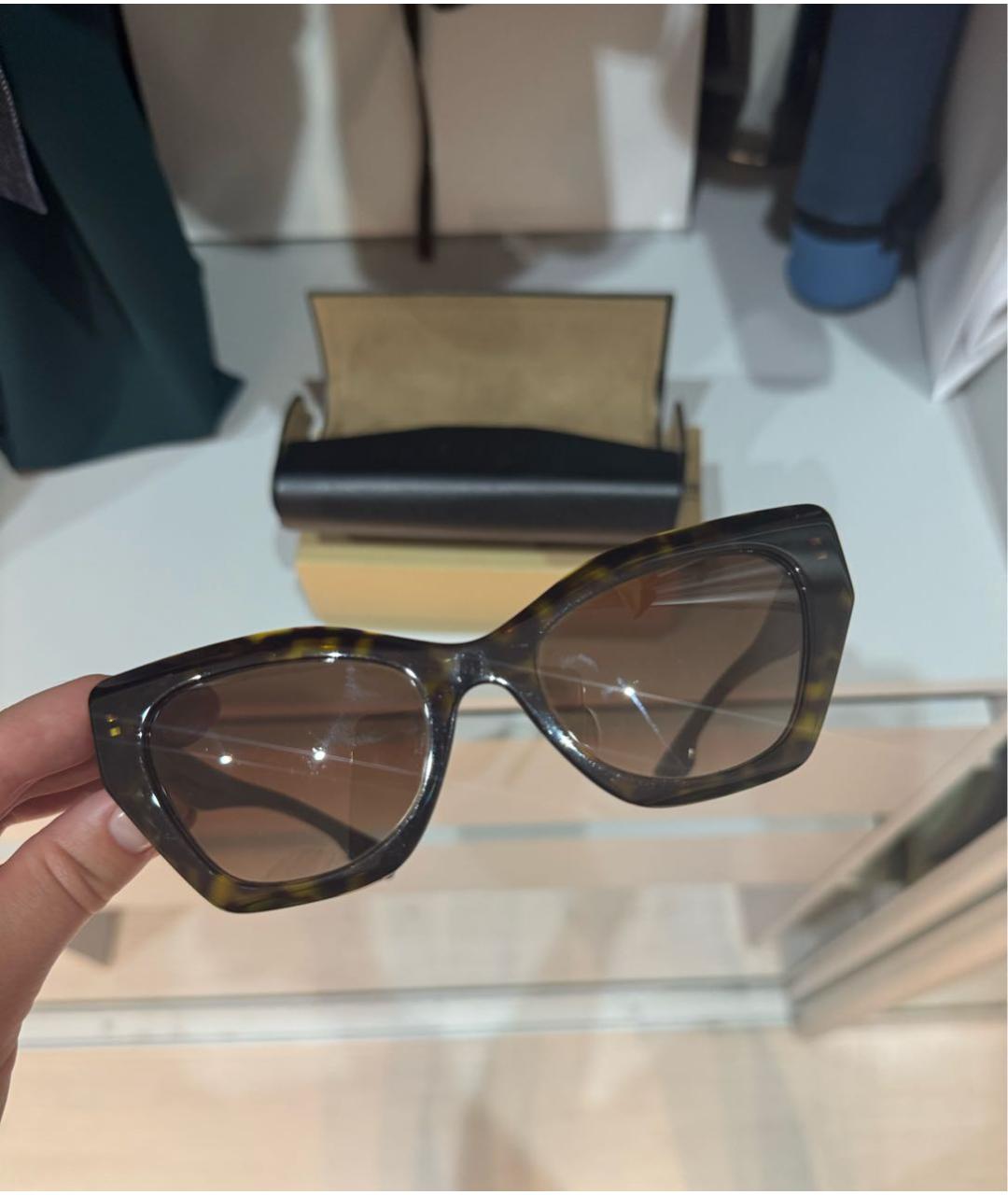 BURBERRY Коричневые пластиковые солнцезащитные очки, фото 7