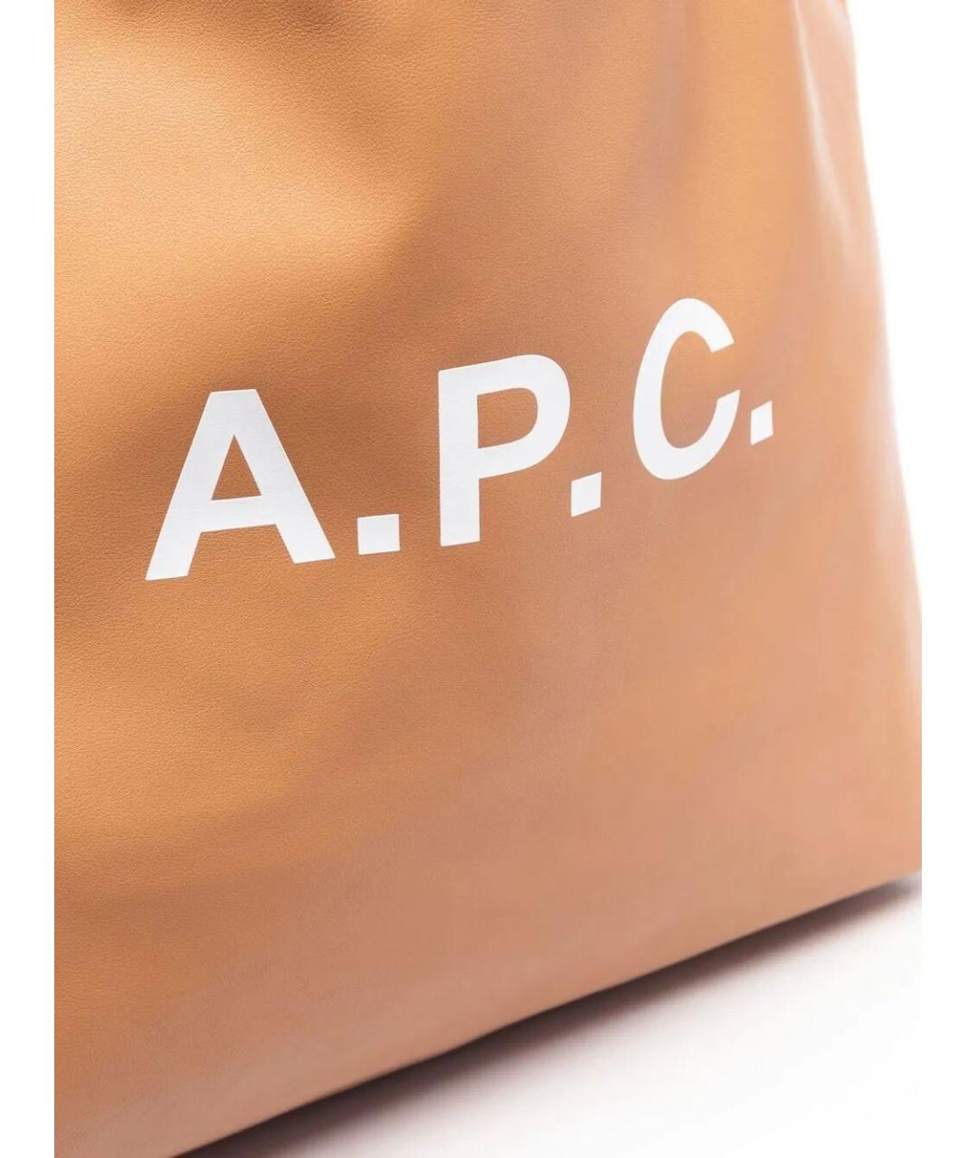A.P.C. Бежевая синтетическая сумка тоут, фото 4