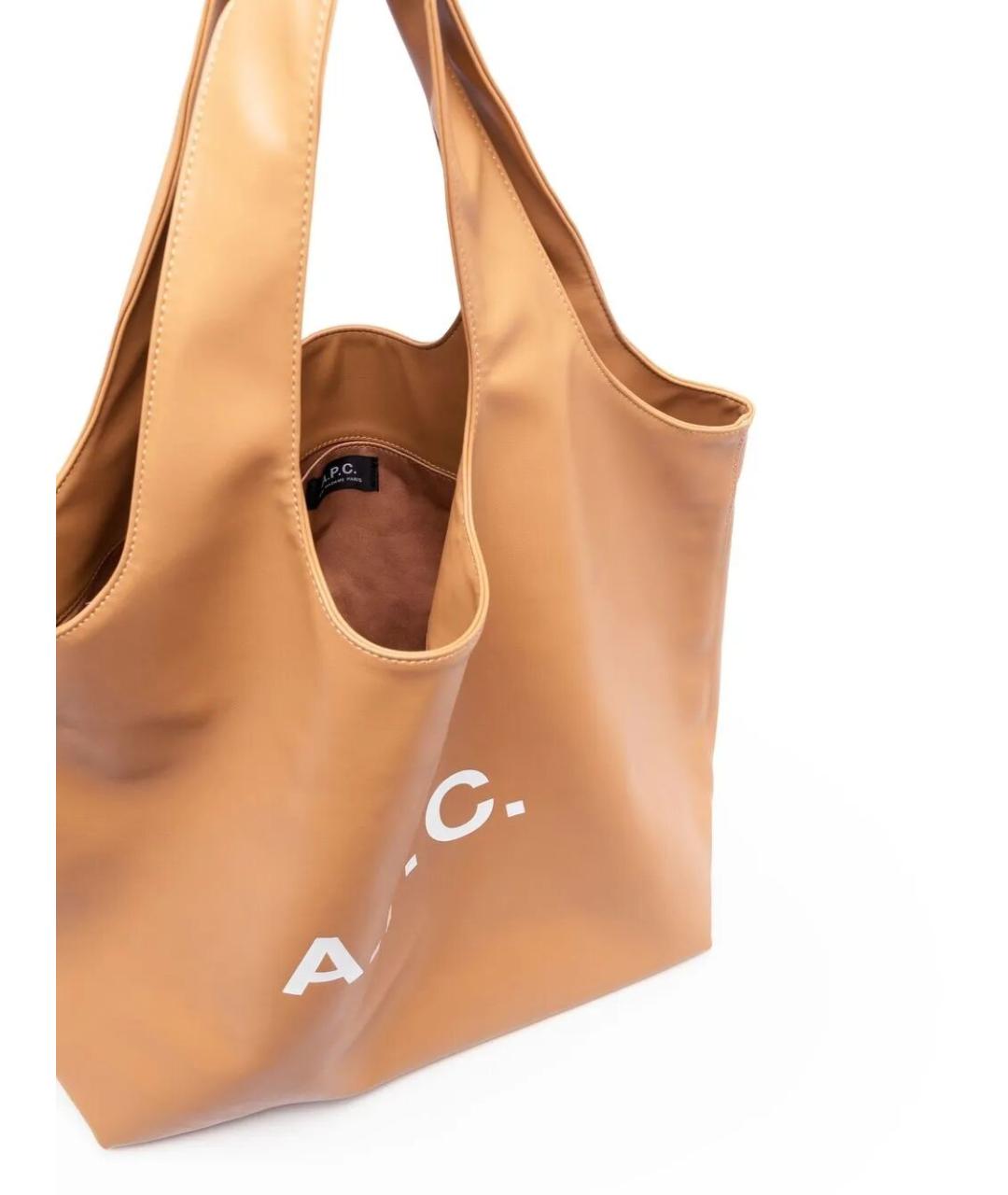 A.P.C. Бежевая синтетическая сумка тоут, фото 6