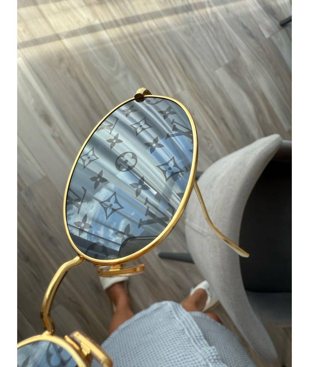 LOUIS VUITTON Золотые металлические солнцезащитные очки, фото 6