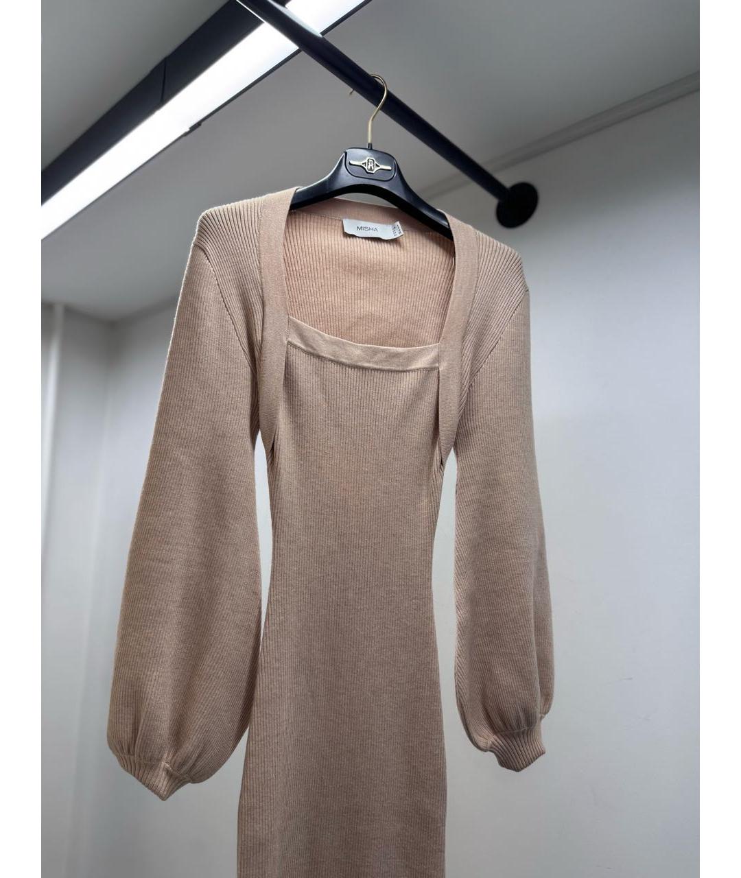MISHA COLLECTION Бежевое вискозное повседневное платье, фото 4