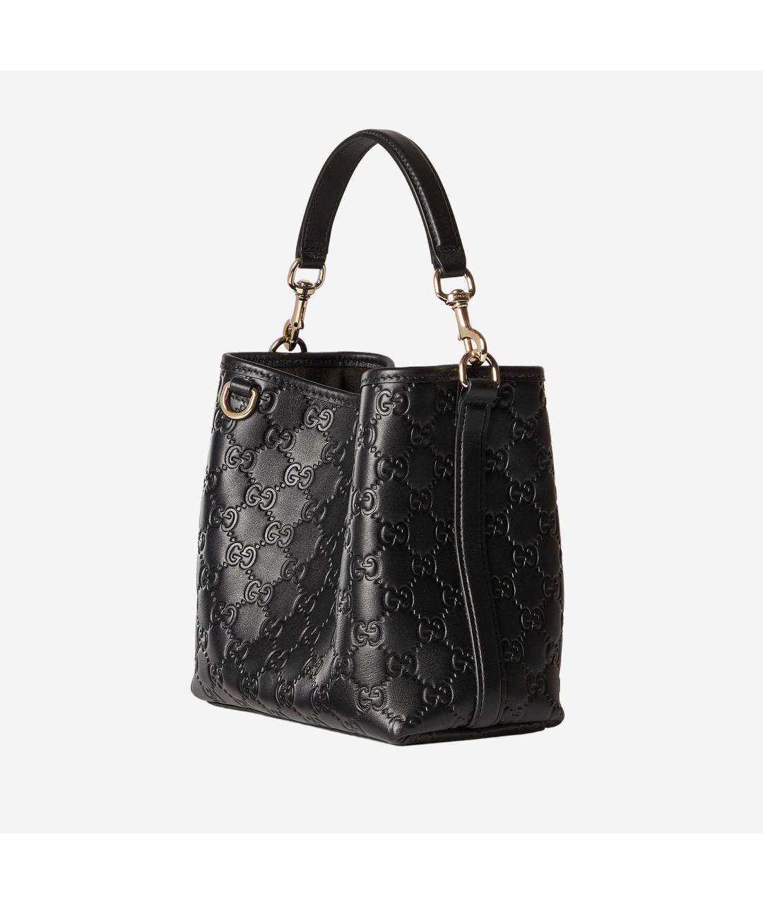 GUCCI Черная кожаная сумка тоут, фото 2