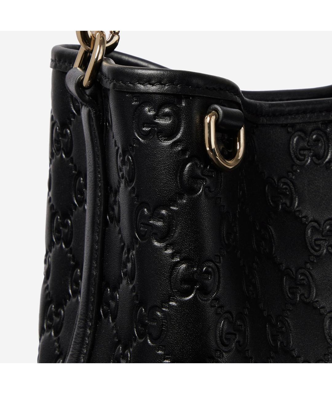 GUCCI Черная кожаная сумка тоут, фото 5
