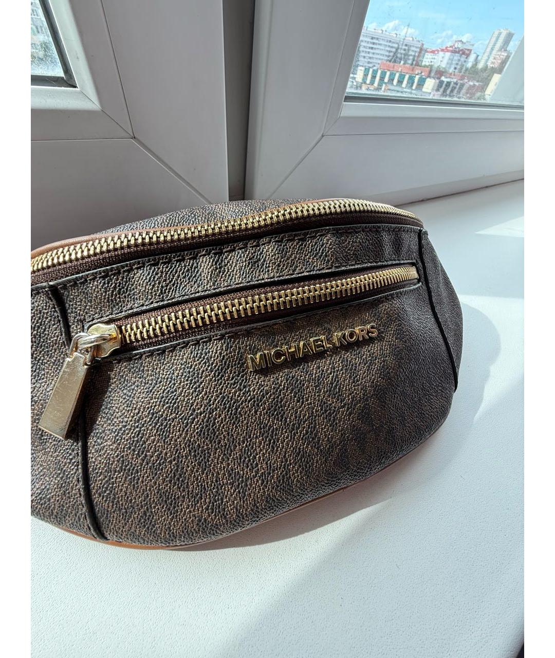 MICHAEL KORS Коричневая кожаная поясная сумка, фото 3
