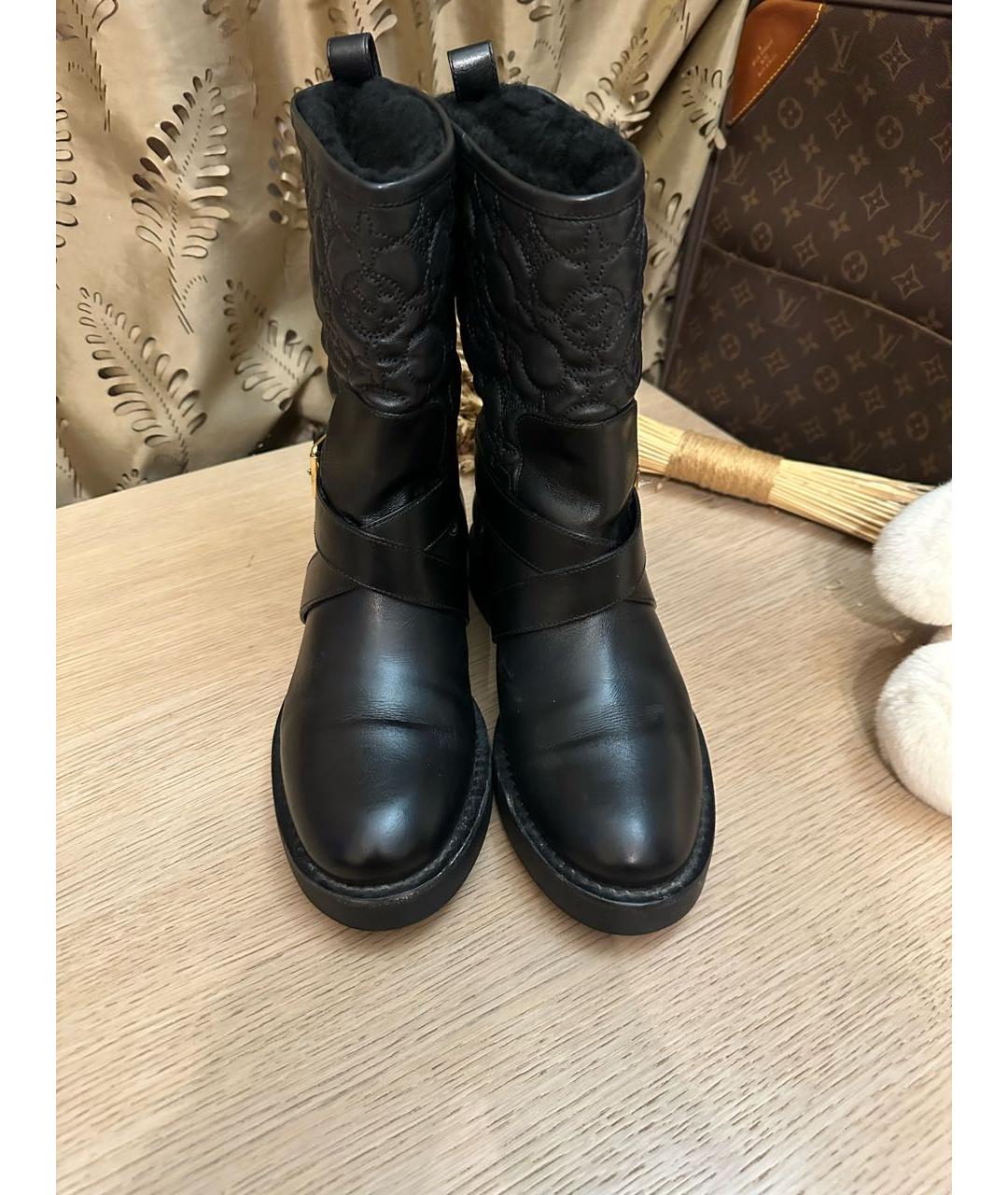 LOUIS VUITTON Черные кожаные сапоги, фото 3