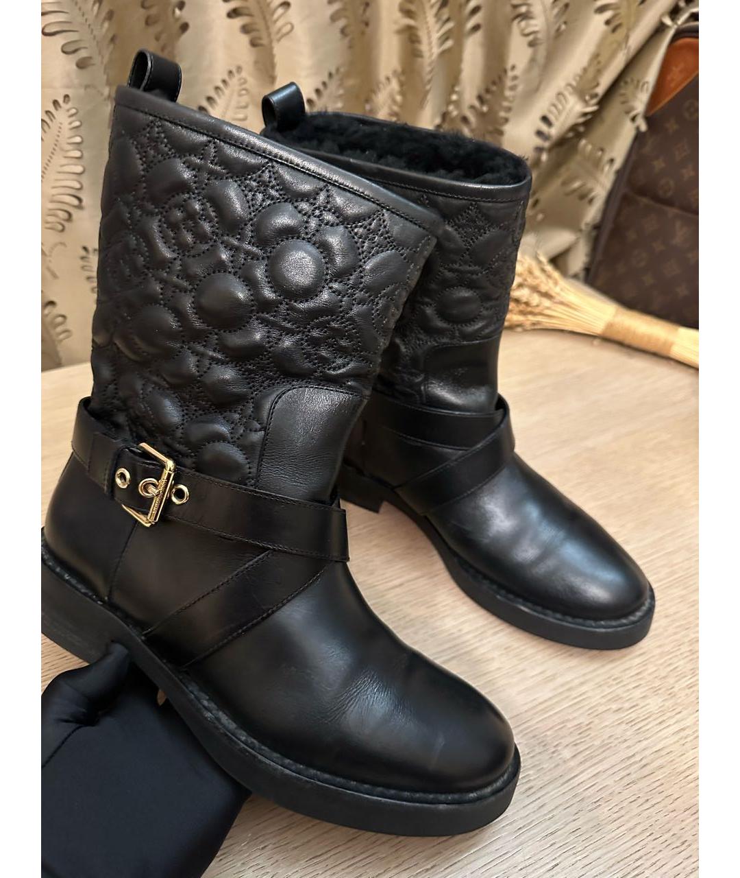 LOUIS VUITTON Черные кожаные сапоги, фото 2