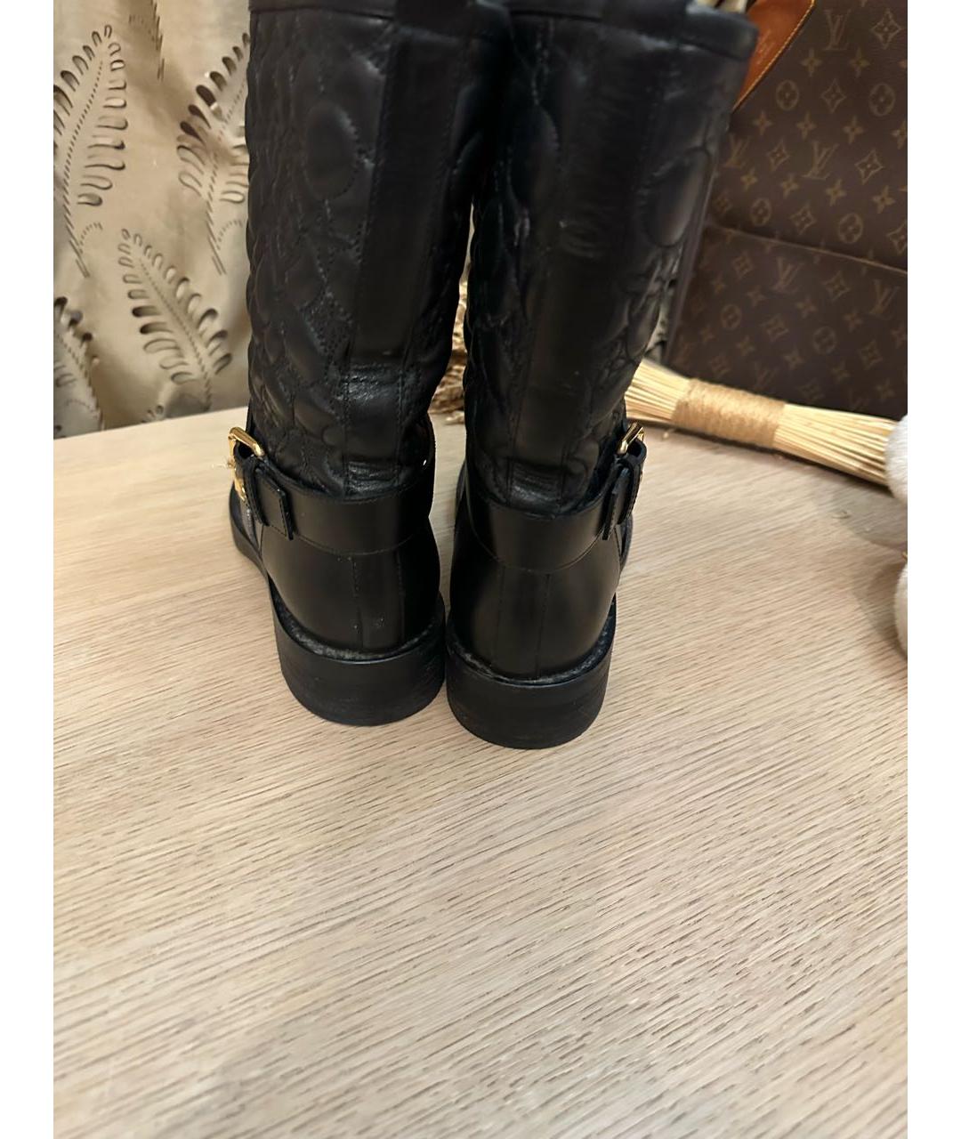 LOUIS VUITTON Черные кожаные сапоги, фото 4