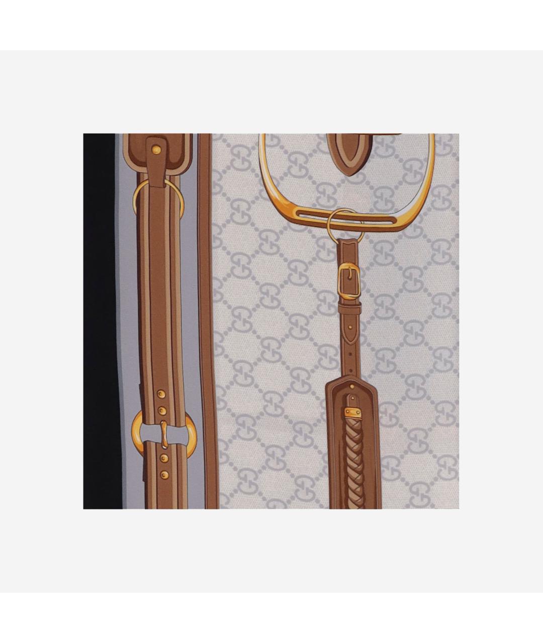 GUCCI Коричневый шелковый платок, фото 3