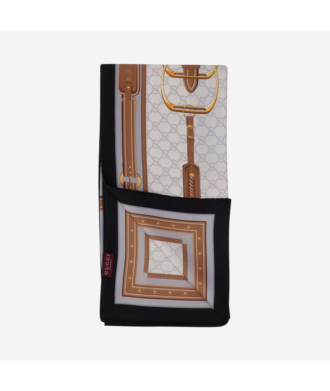 GUCCI Коричневый шелковый платок, фото 4