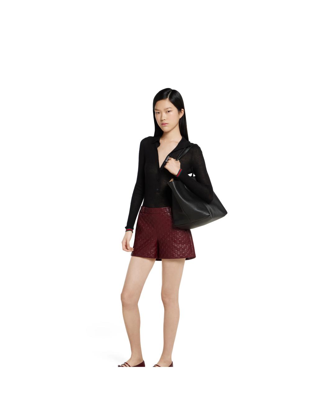 GUCCI Черная кожаная сумка тоут, фото 5