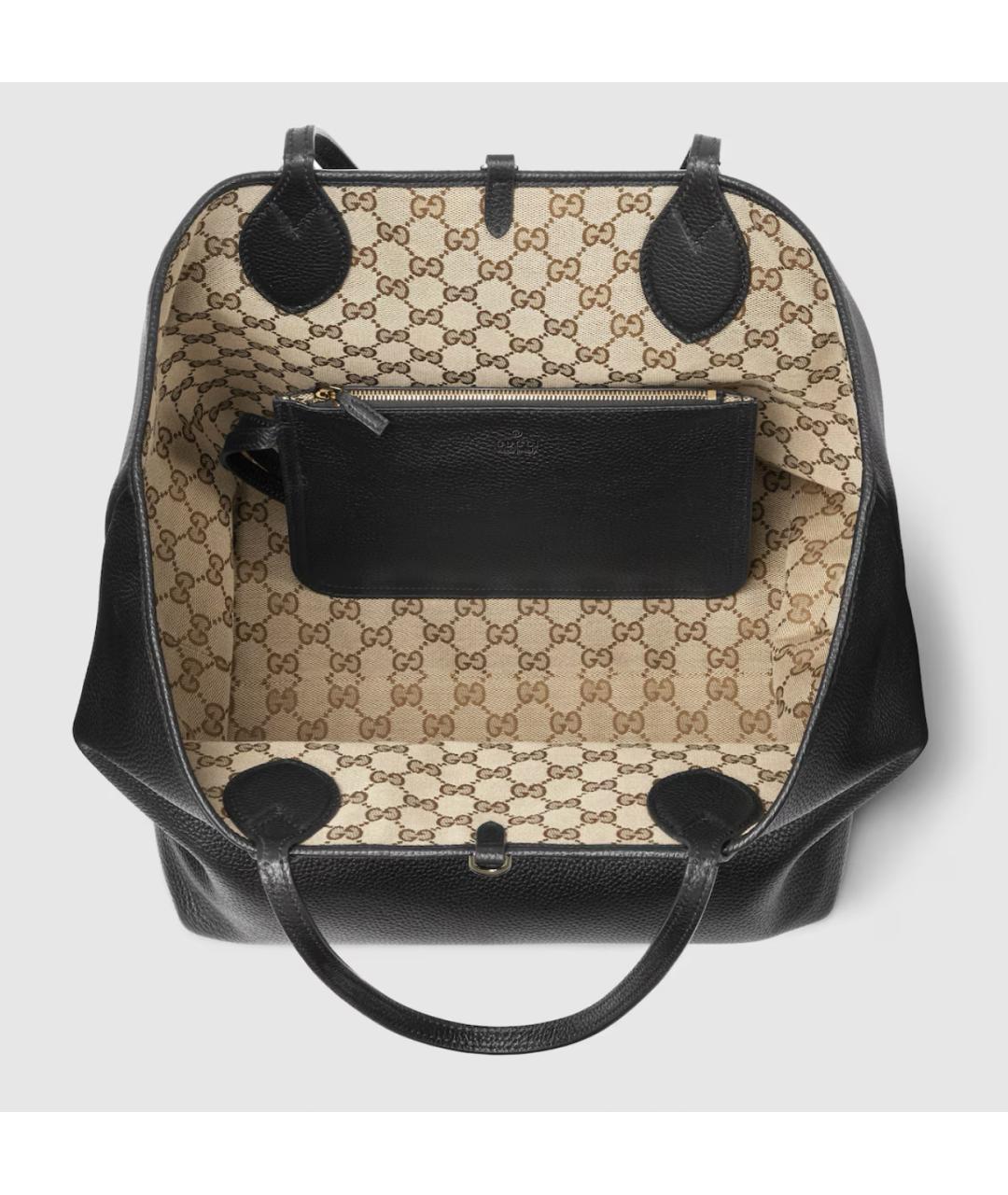 GUCCI Черная кожаная сумка тоут, фото 7