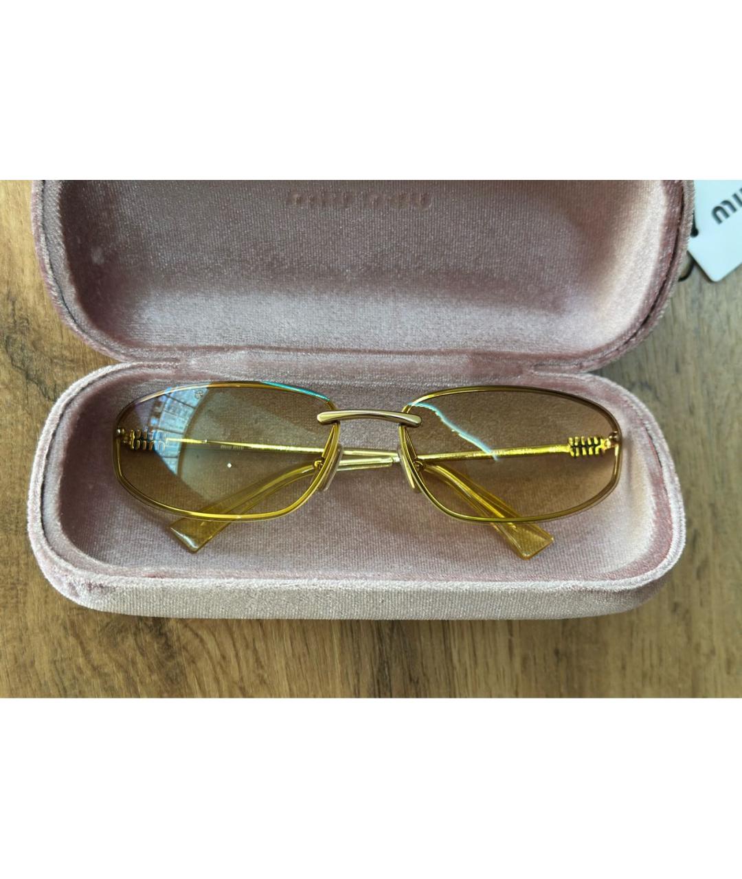 MIU MIU Коричневые металлические солнцезащитные очки, фото 8