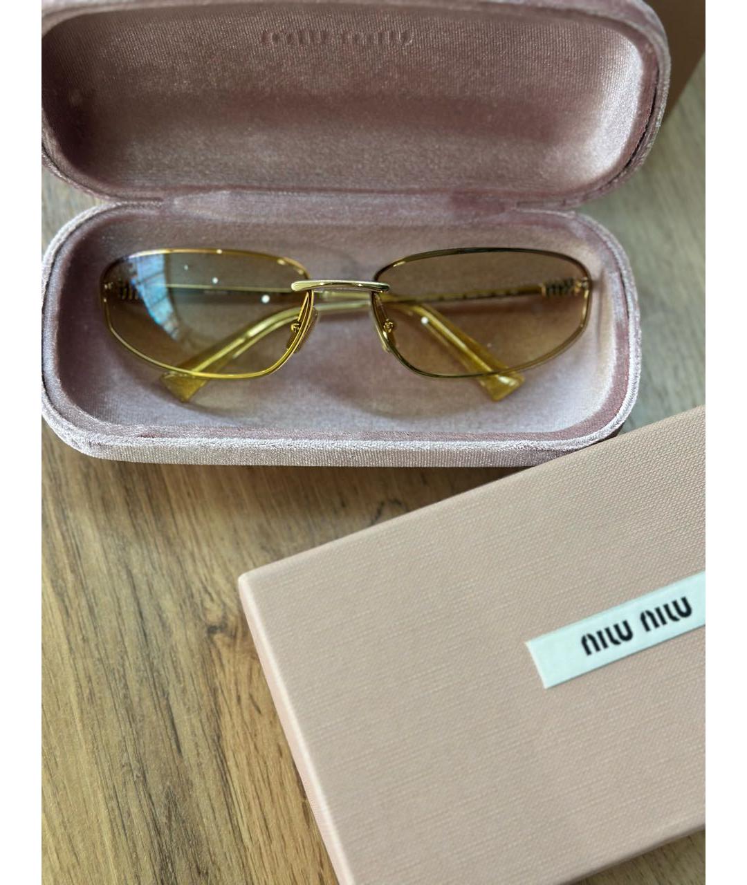 MIU MIU Коричневые металлические солнцезащитные очки, фото 7