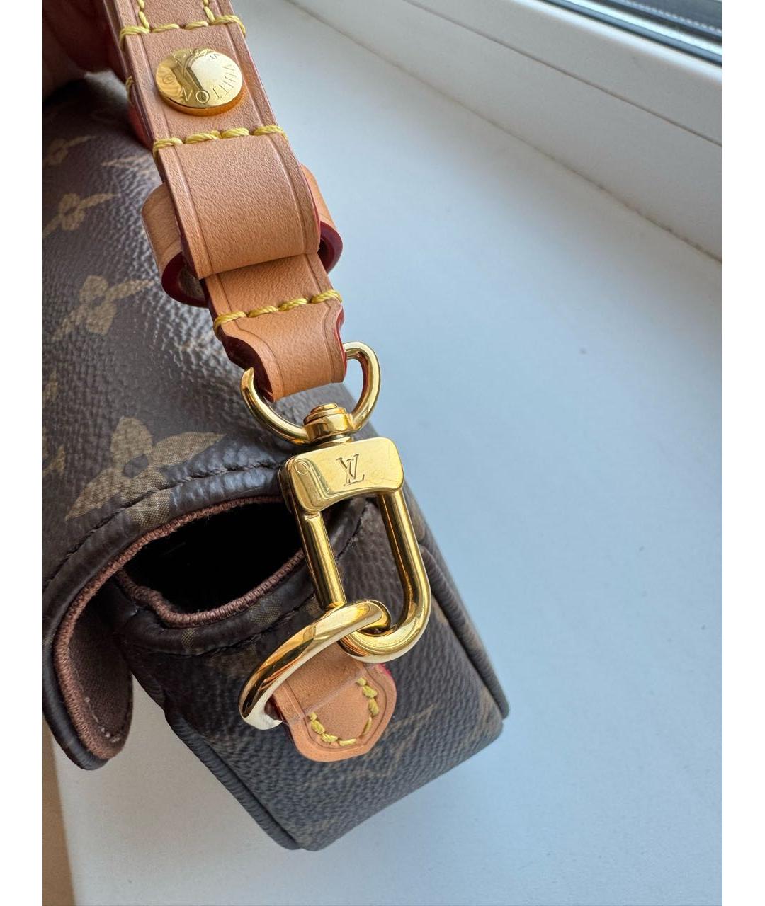 LOUIS VUITTON Коричневая кожаная сумка через плечо, фото 5