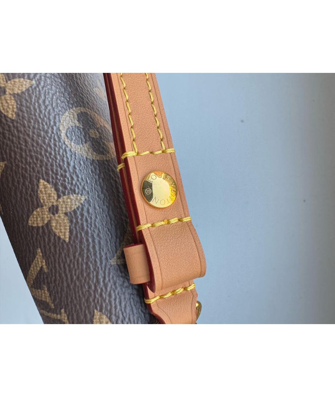 LOUIS VUITTON Коричневая кожаная сумка через плечо, фото 8