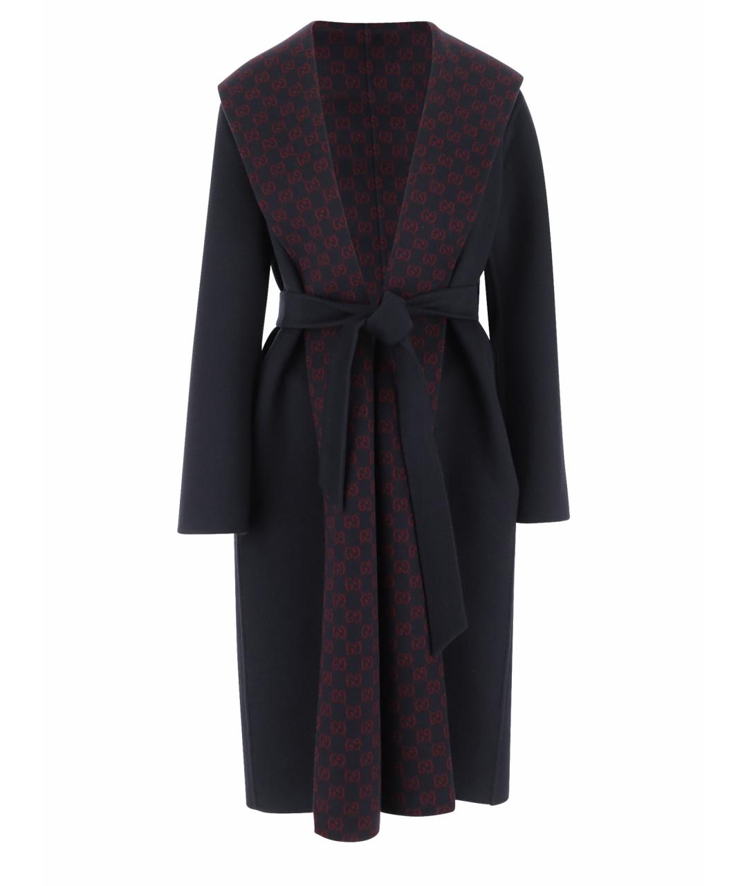 GUCCI Темно-синее шерстяное пальто, фото 1