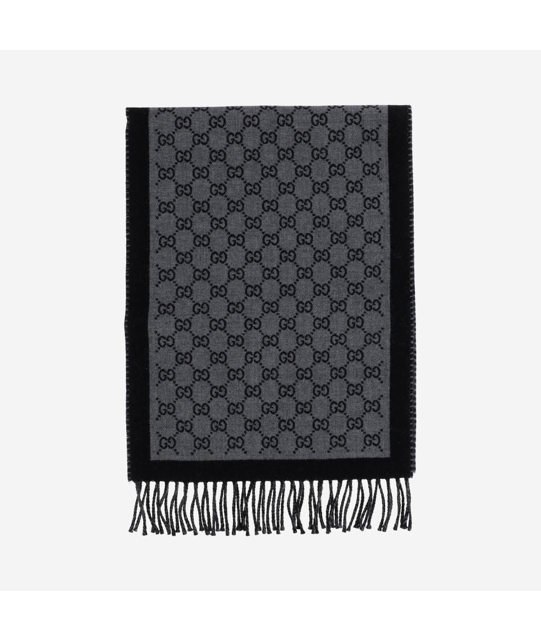 GUCCI Серый шерстяной шарф, фото 3