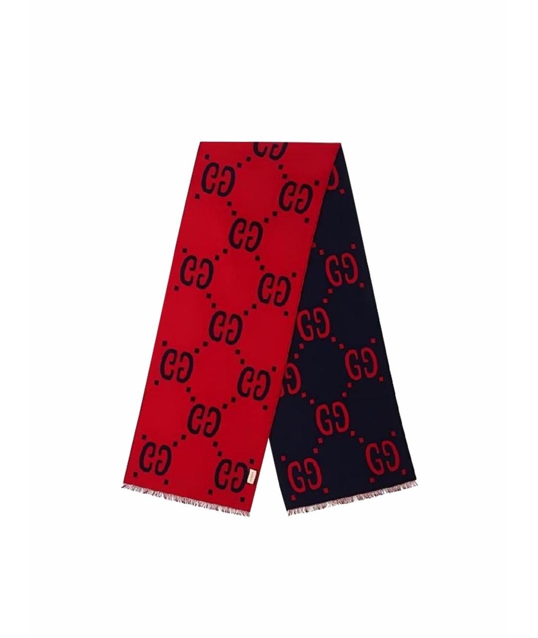 GUCCI Красный шерстяной шарф, фото 1