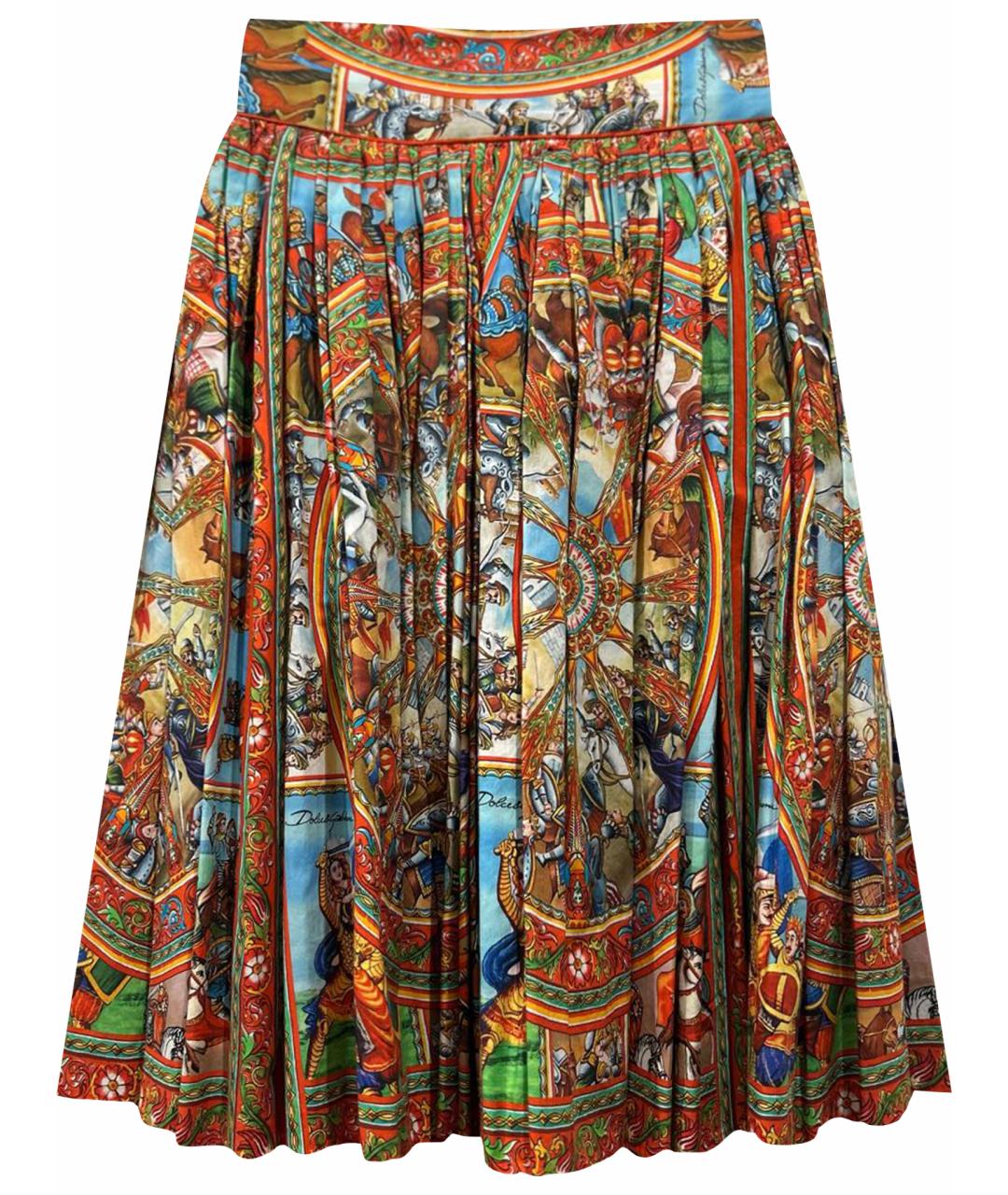 DOLCE&GABBANA Коралловая хлопковая юбка миди, фото 1