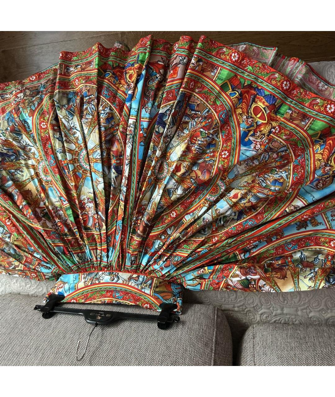 DOLCE&GABBANA Коралловая хлопковая юбка миди, фото 3