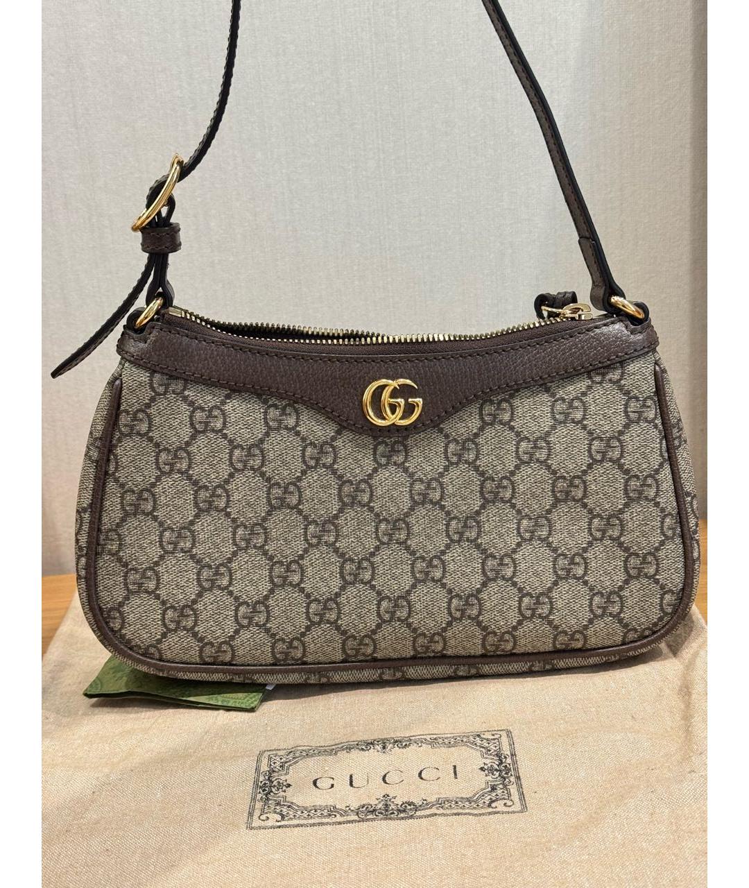 GUCCI Коричневая кожаная сумка через плечо, фото 9
