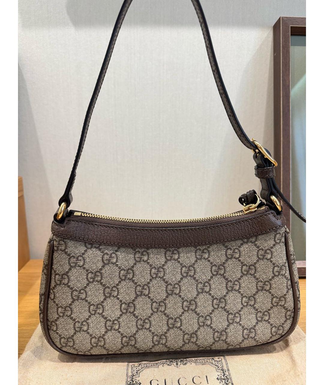 GUCCI Коричневая кожаная сумка через плечо, фото 3