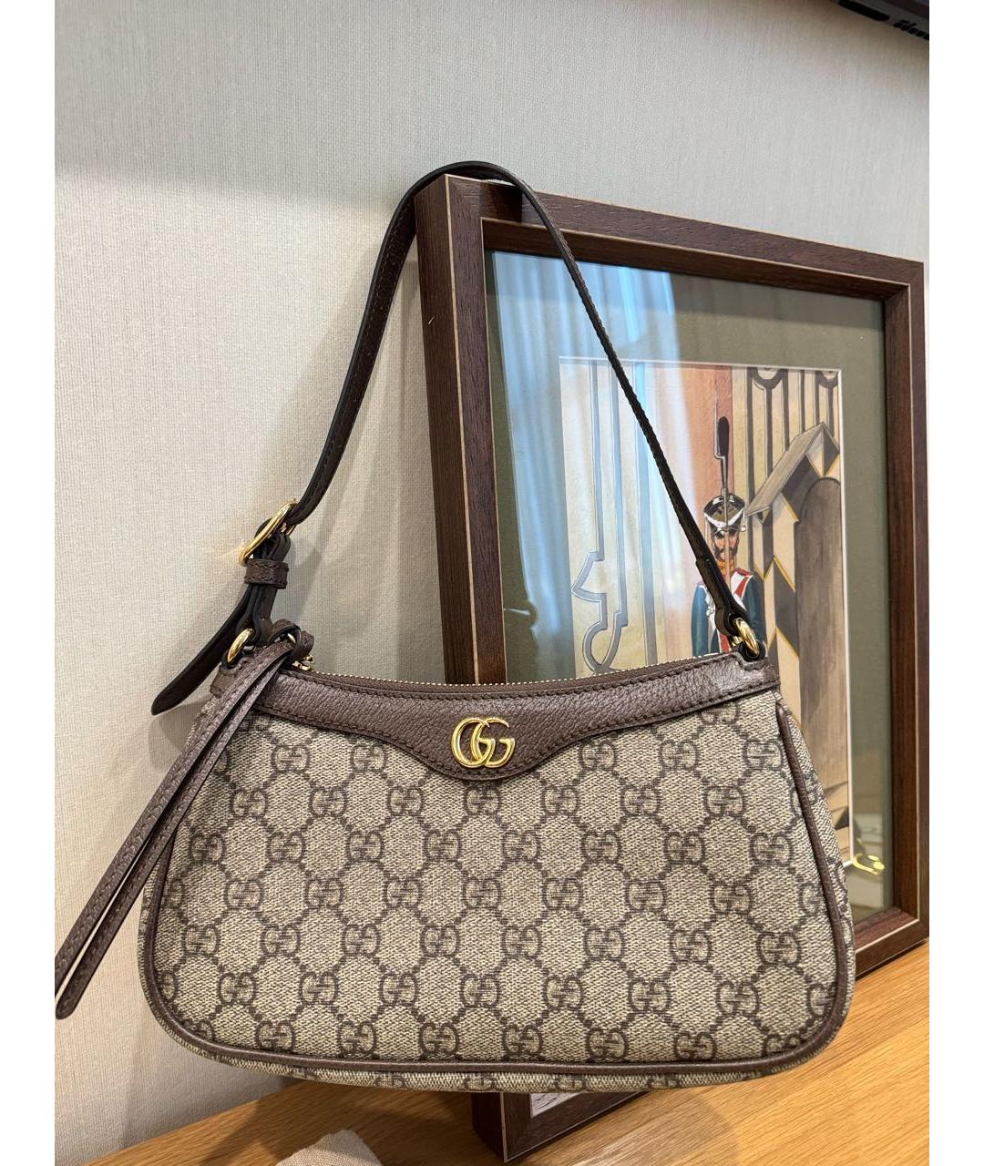 GUCCI Коричневая кожаная сумка через плечо, фото 7