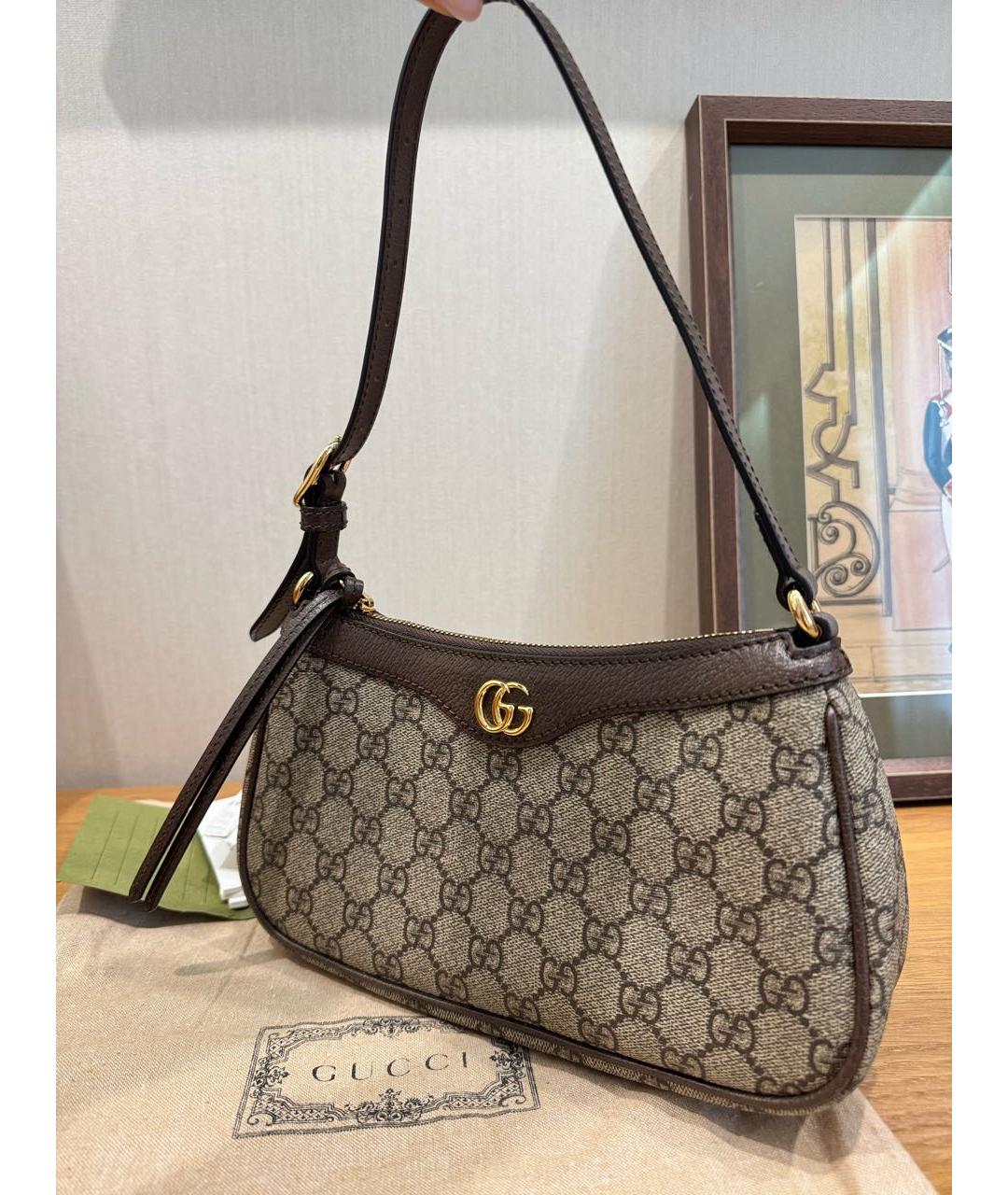 GUCCI Коричневая кожаная сумка через плечо, фото 2