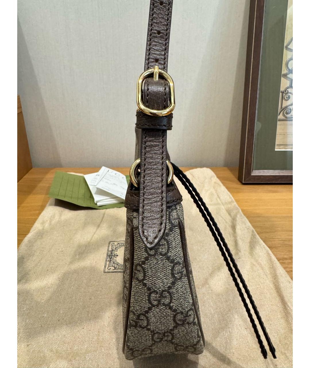 GUCCI Коричневая кожаная сумка через плечо, фото 5