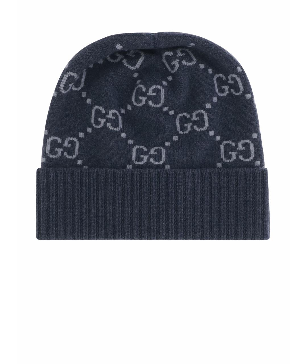 GUCCI Темно-синяя кашемировая шапка, фото 1