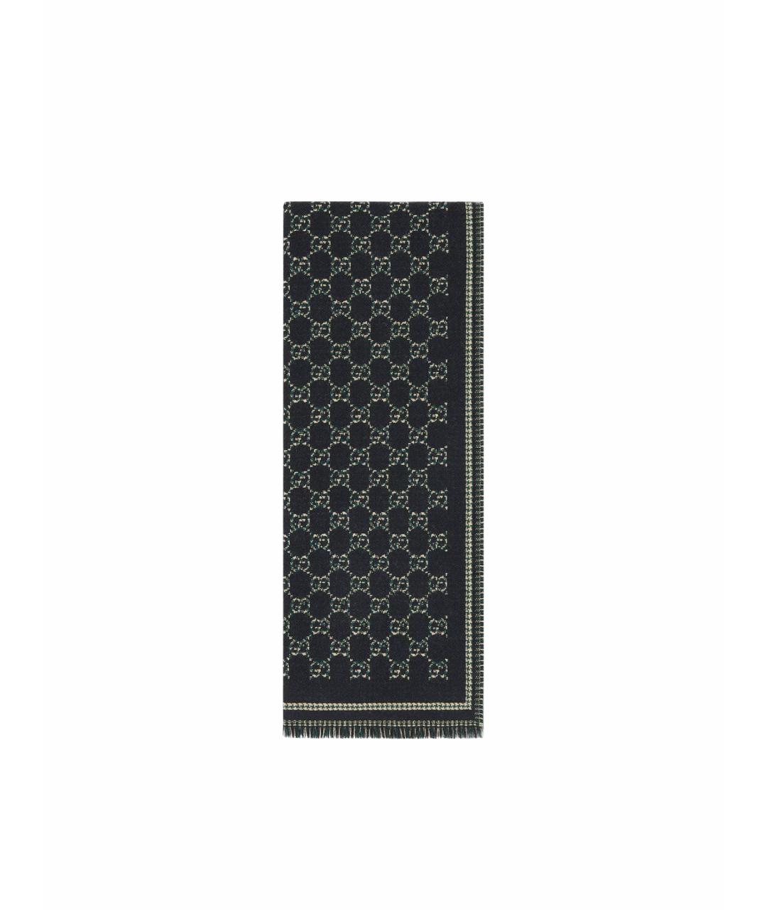 GUCCI Черный шерстяной шарф, фото 1