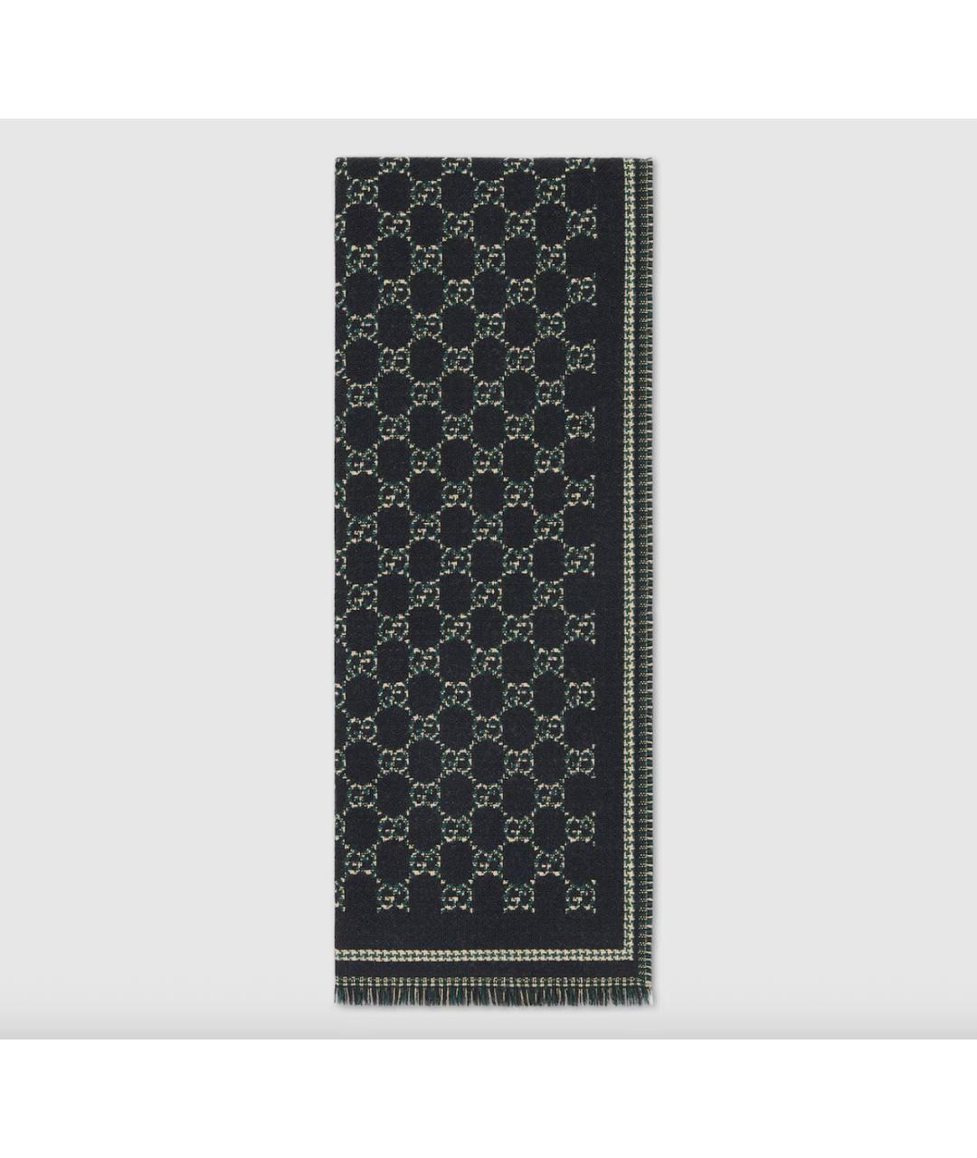 GUCCI Черный шерстяной шарф, фото 7