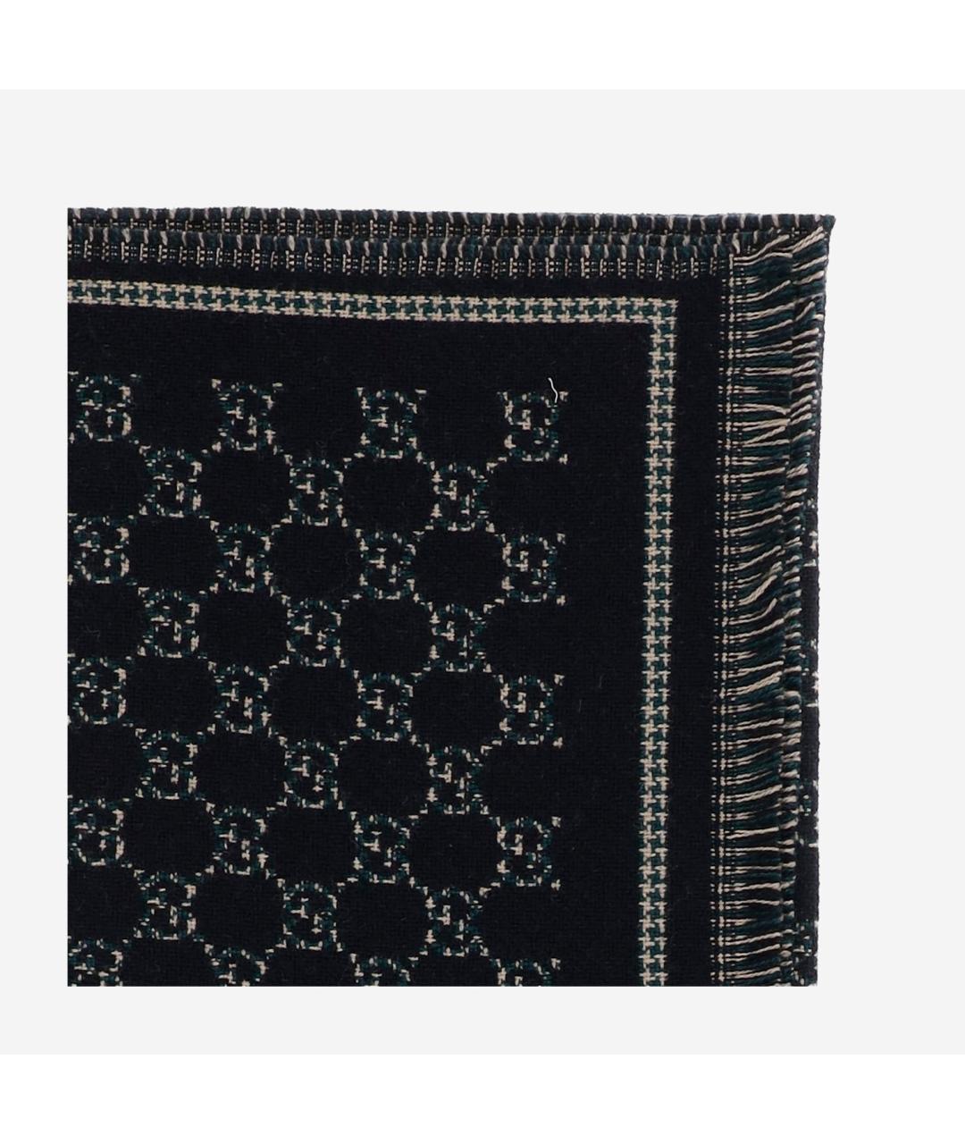 GUCCI Черный шерстяной шарф, фото 4
