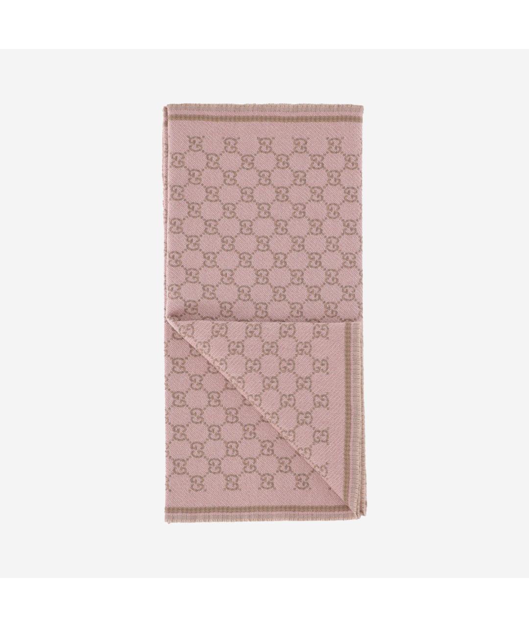 GUCCI Розовый шерстяной шарф, фото 3