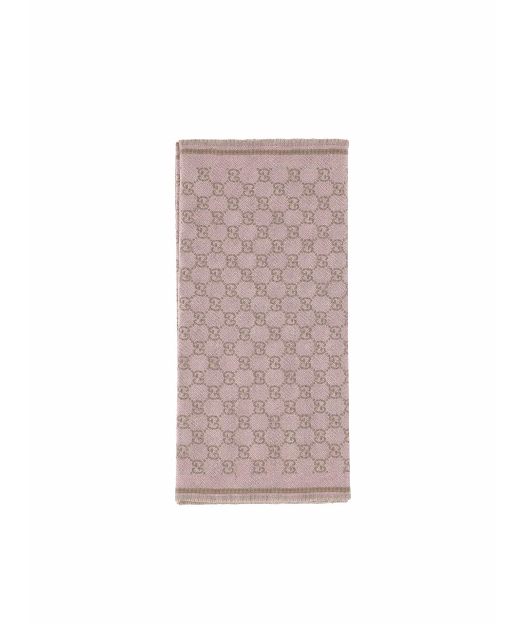 GUCCI Розовый шерстяной шарф, фото 1