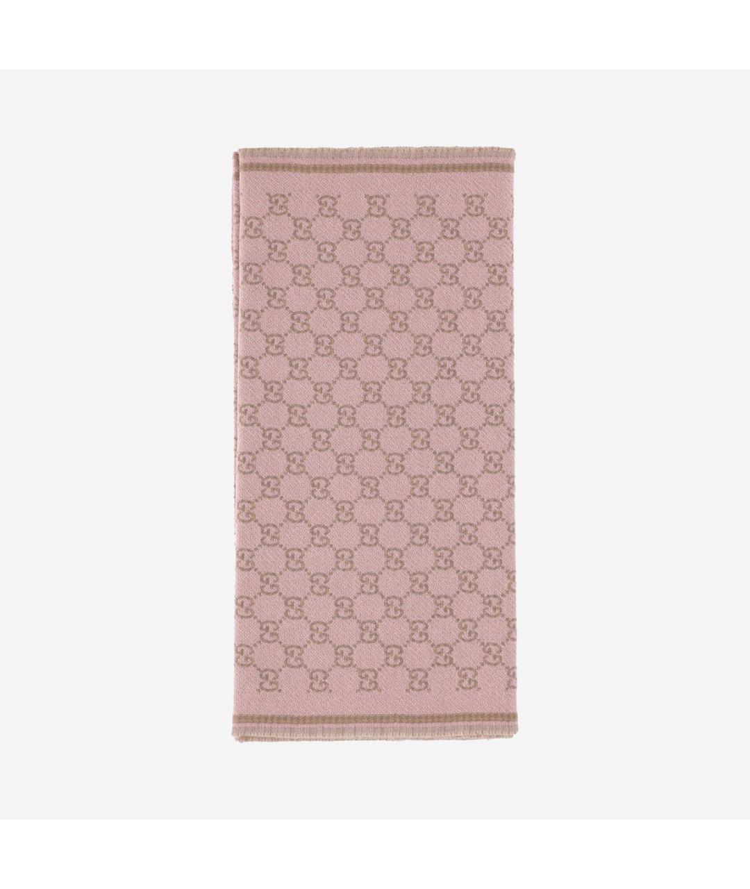 GUCCI Розовый шерстяной шарф, фото 4