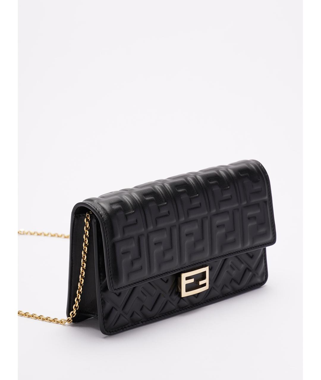 FENDI Черная кожаная сумка через плечо, фото 3