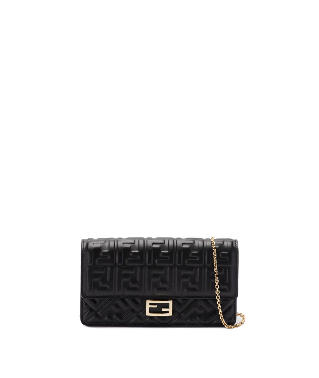 FENDI Черная кожаная сумка через плечо, фото 1