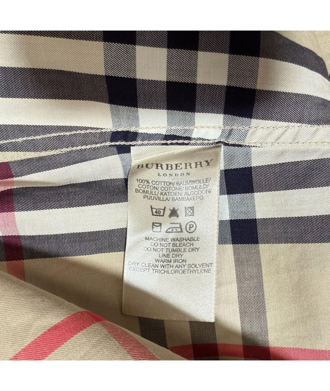BURBERRY Бежевая хлопковая кэжуал рубашка, фото 5