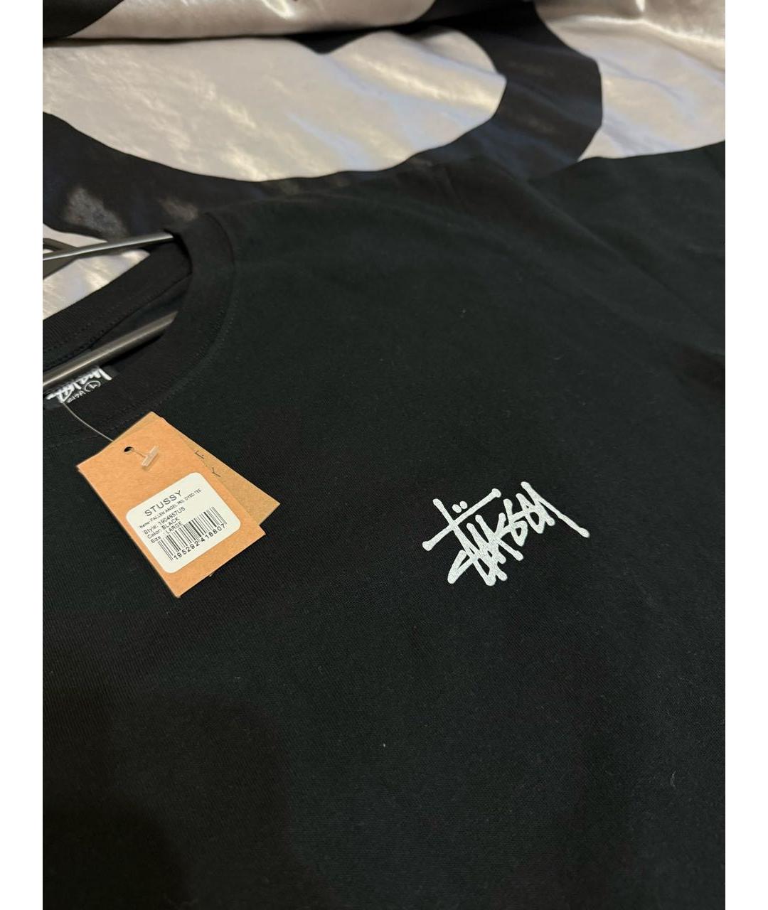 STUSSY Черная хлопковая футболка, фото 4