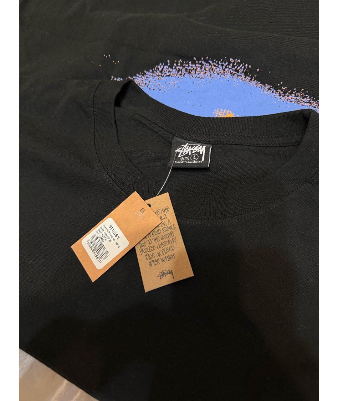 STUSSY Черная хлопковая футболка, фото 5