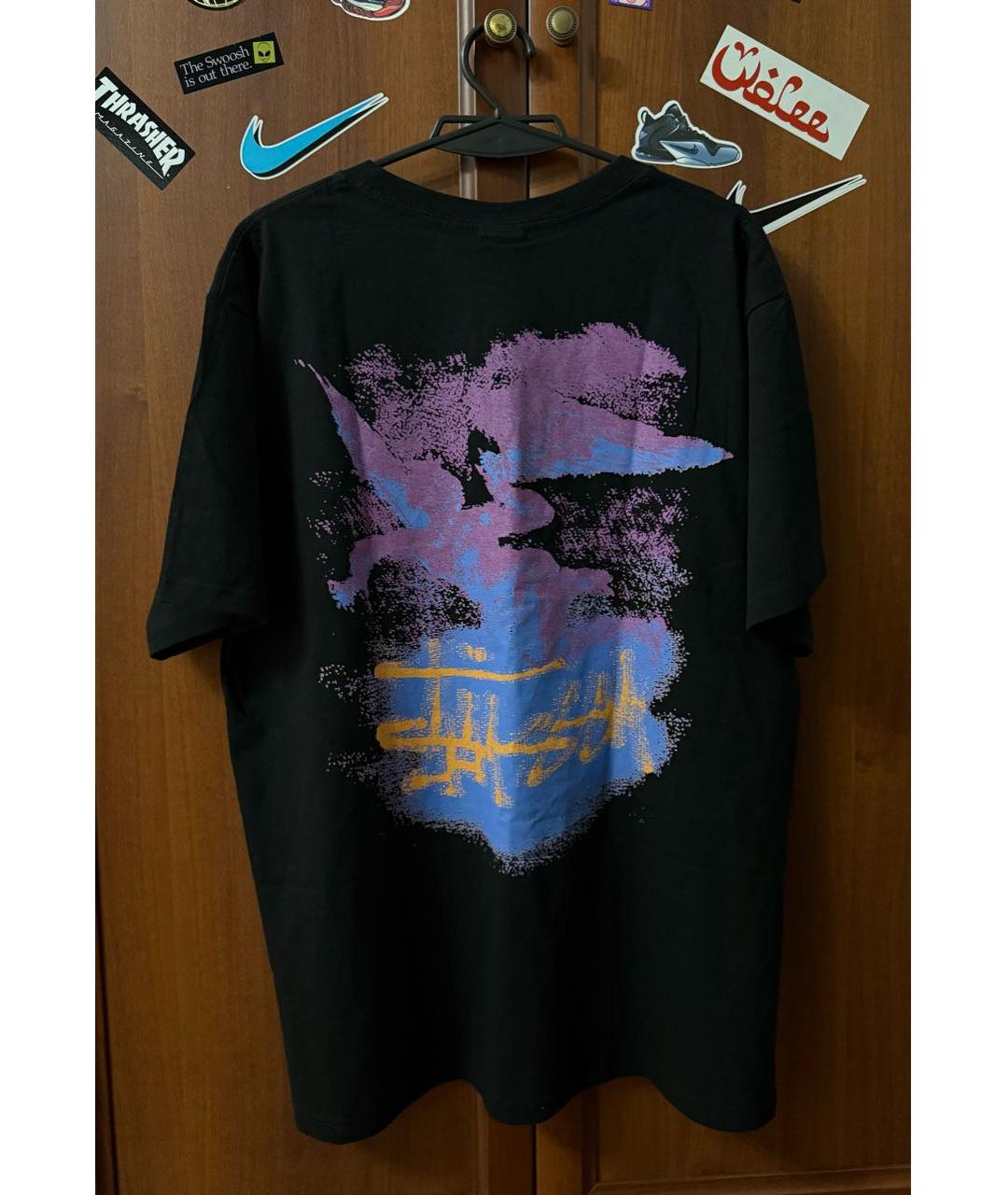 STUSSY Черная хлопковая футболка, фото 2