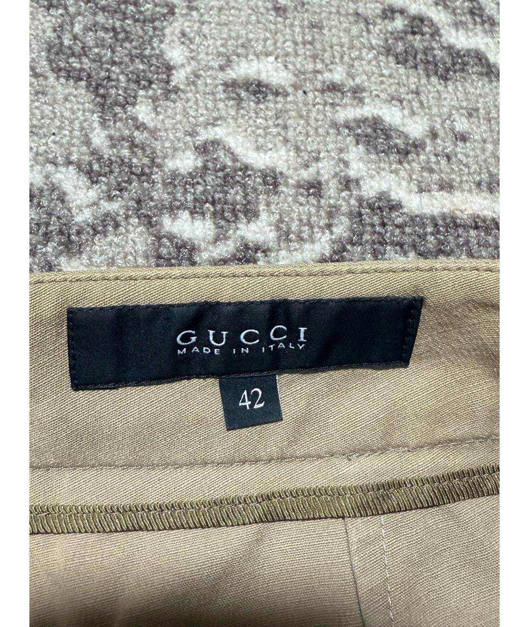 GUCCI Бежевые хлопко-эластановые брюки узкие, фото 3