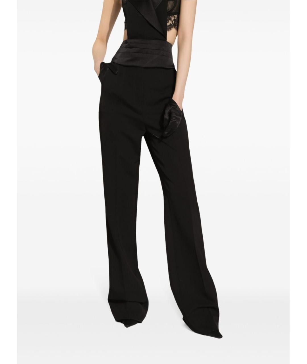 DOLCE&GABBANA Черные шерстяные прямые брюки, фото 4